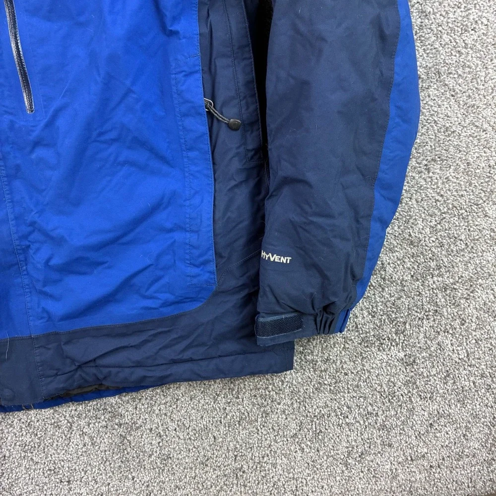 The North Face HyVent Jacket Mens Medium Blue Navy Waterproof Ski Parka Hooded